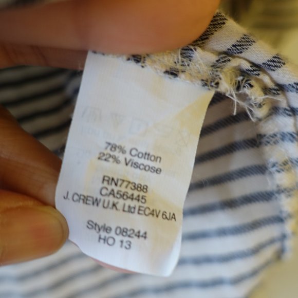 J Crew #08244 Embroidered Peasant  Stripe popover top Black Red Blouse 0 XS - Picture 8 of 16